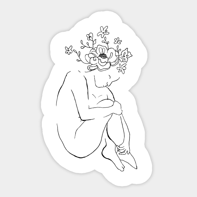 Floral sadness Sticker by deadlydelicatedesigns